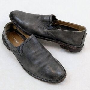TRASK Ali Flat Gray Leather Loafers Italian Washed Sheepskin Sz 8 Minimalist